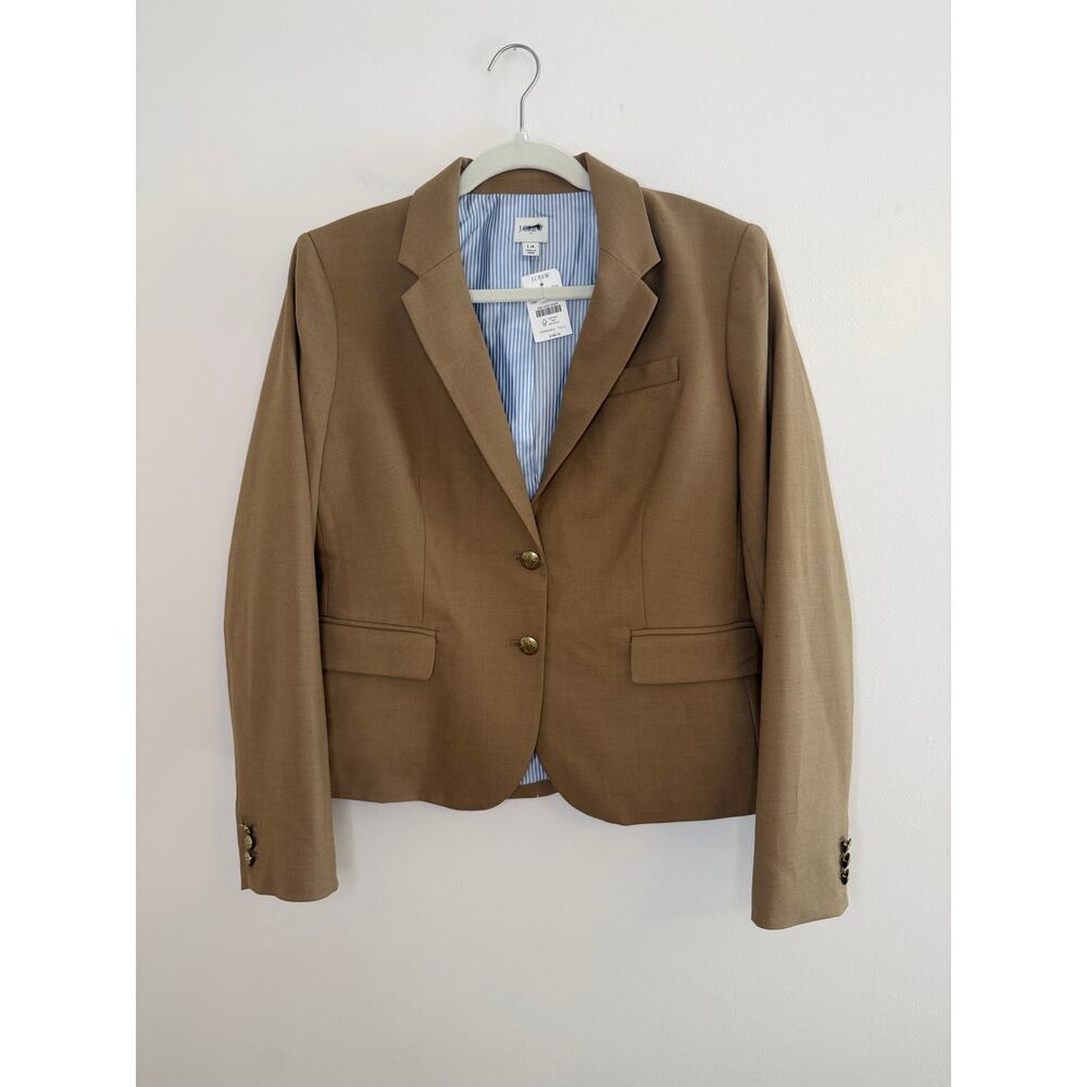 J.Crew Schoolboy Blazer Camel Tan Gold Button Wool Blend NWT Size 14 - Picture 4 of 14